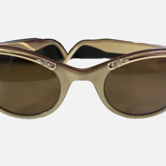 Vintage 1950s TITMUS Gold Aluminum Cat Eye Sunglasses Elegant Hollywood Glam